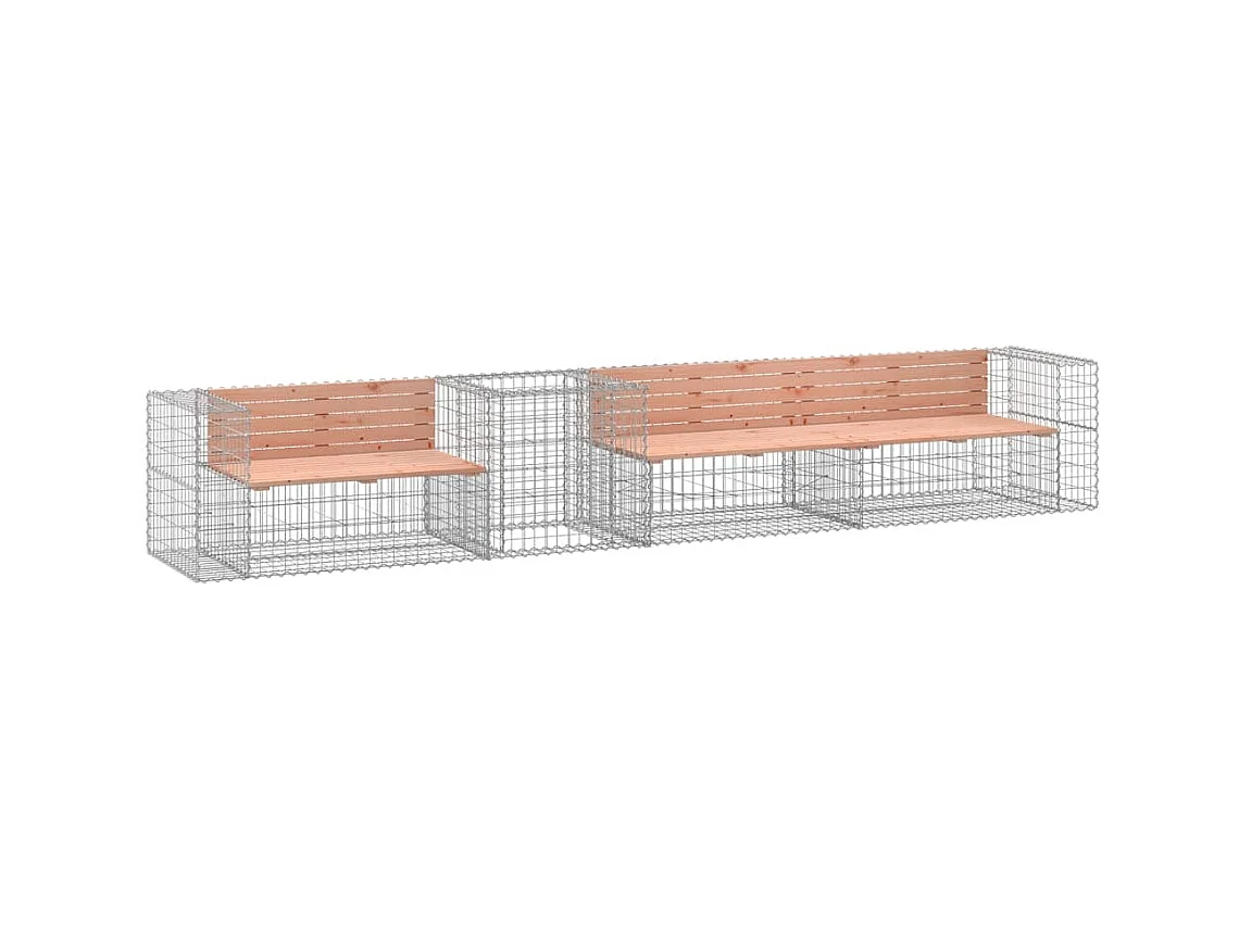 Banc de jardin avec panier en gabion bois massif de douglas