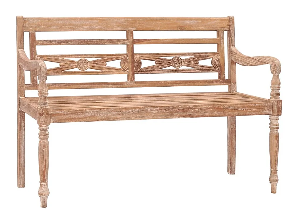 Banc Batavia 120 cm Huilé en blanc Bois de teck solide