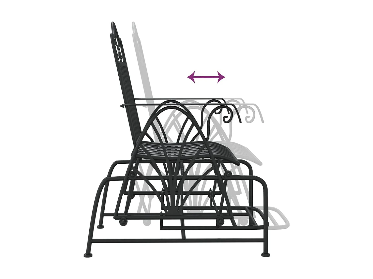 Banc coulissant 61 cm Noir Acier