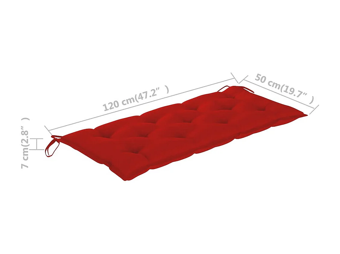 Banco de jardín con cojín madera maciza de acacia 120 cm