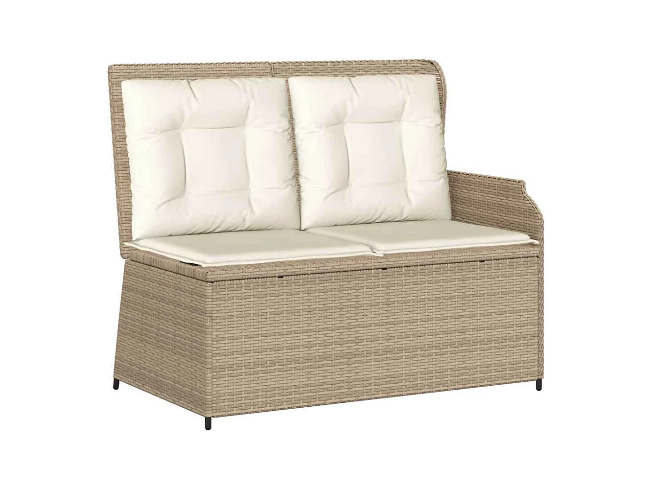 Banc inclinable de jardin avec coussins beige résine tressée