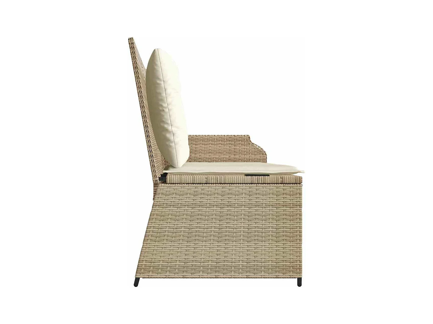 Banc inclinable de jardin avec coussins beige résine tressée