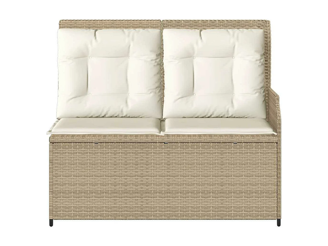 Banc inclinable de jardin avec coussins beige résine tressée