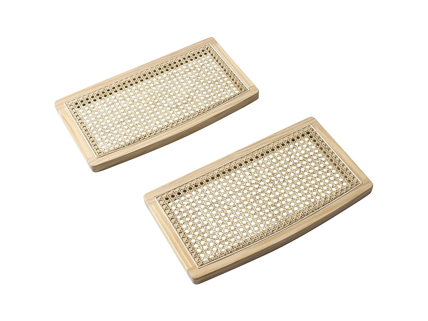 Lit adulte en pin massif tête de lit cannage ANNA 140x200 + set de 2 chevets cannage - ANNA