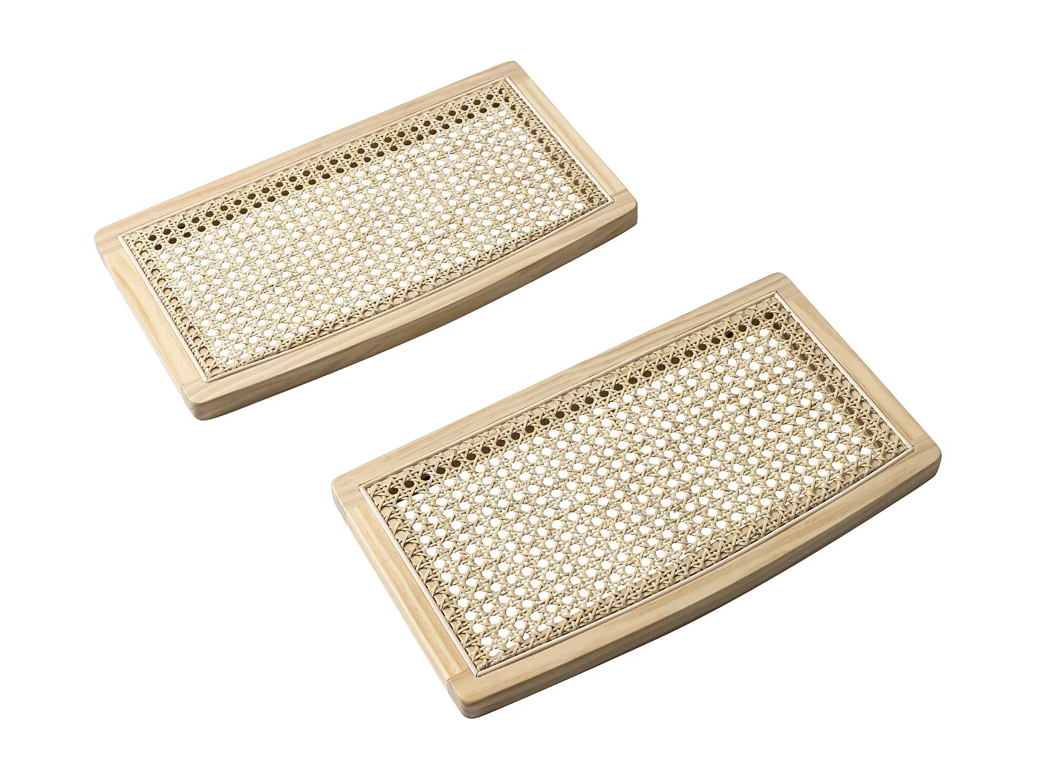 Lit adulte en pin massif tête de lit cannage ANNA 160x200 + set de 2 chevets cannage  - ANNA