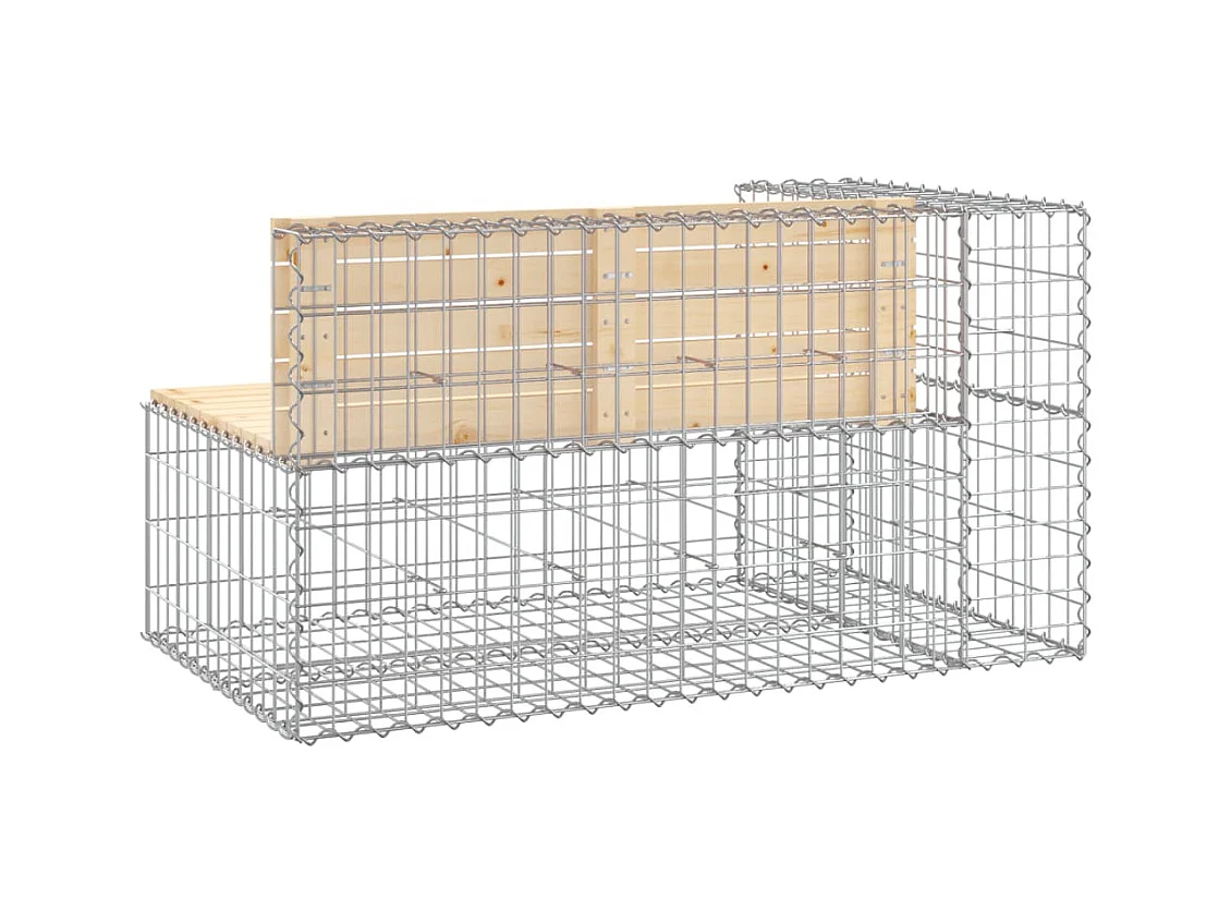 Banc de jardin design gabion 122x71x65,5 cm bois massif de pin