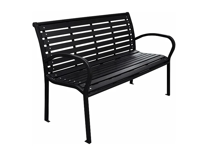 Banco de jardín acero y WPC negro 116 cm