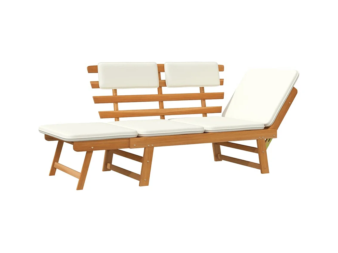 Banc de jardin avec coussins 2-en-1 190 cm Bois d'acacia massif