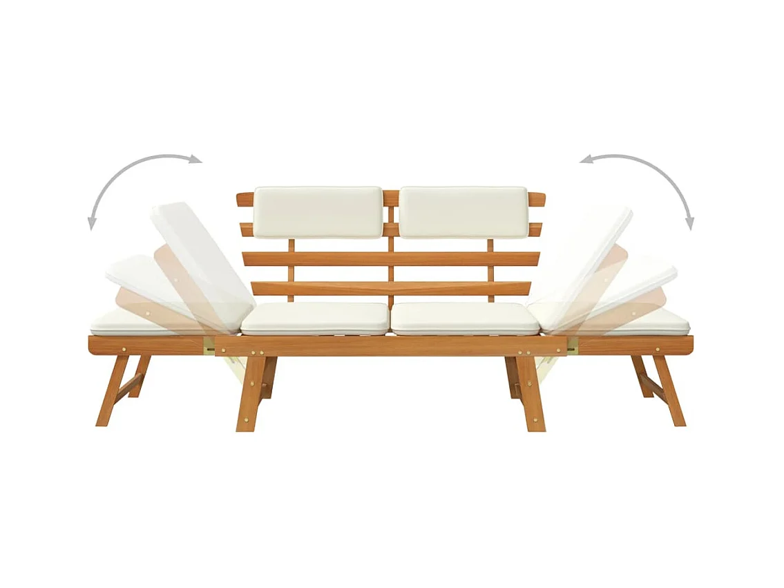 Banc de jardin avec coussins 2-en-1 190 cm Bois d'acacia massif