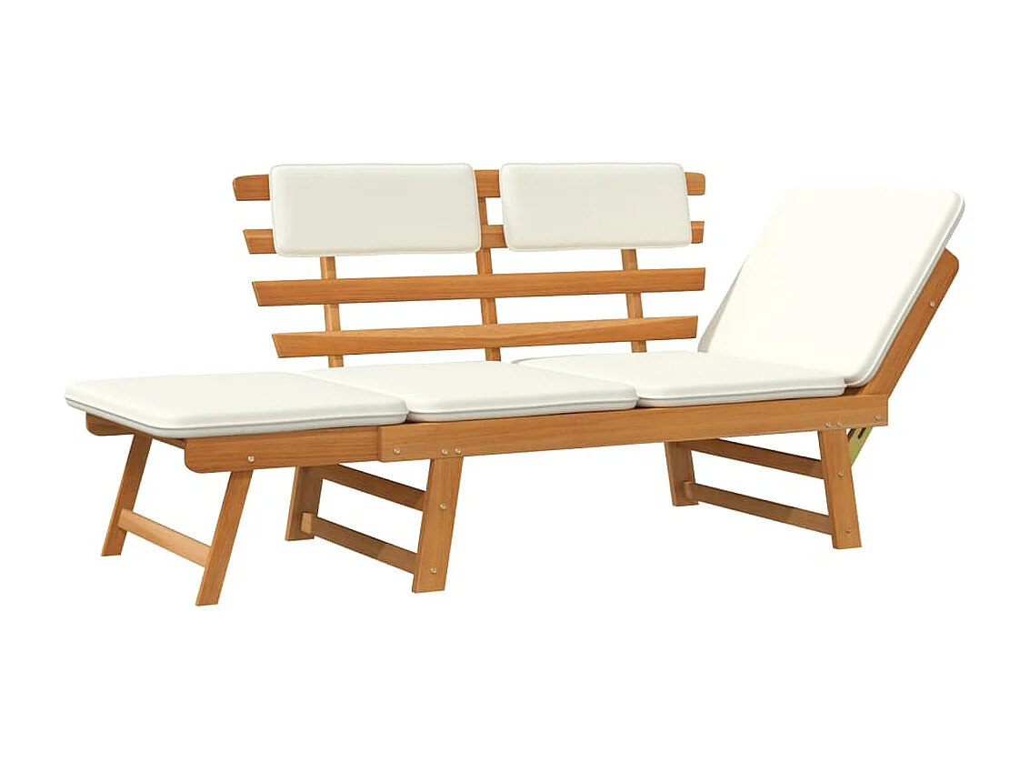 Banc de jardin avec coussins 2-en-1 190 cm Bois d'acacia massif