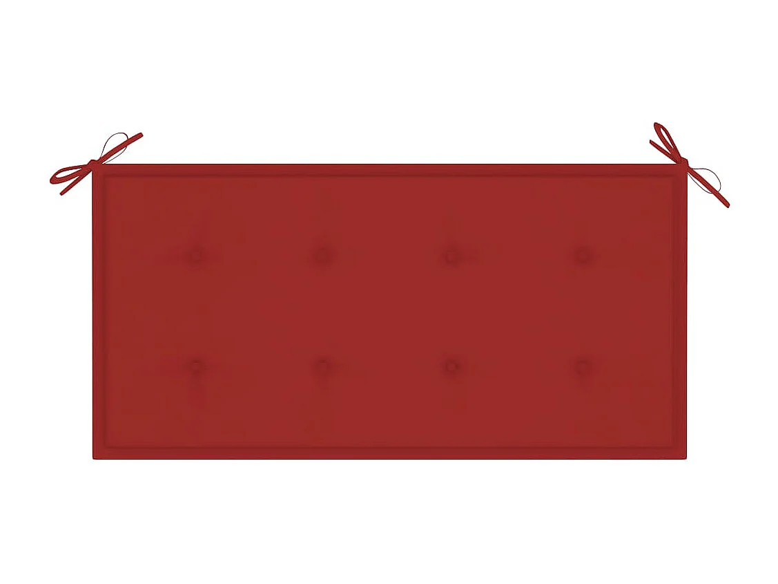 Banc de jardin avec coussin rouge 112 cm Bois de teck massif