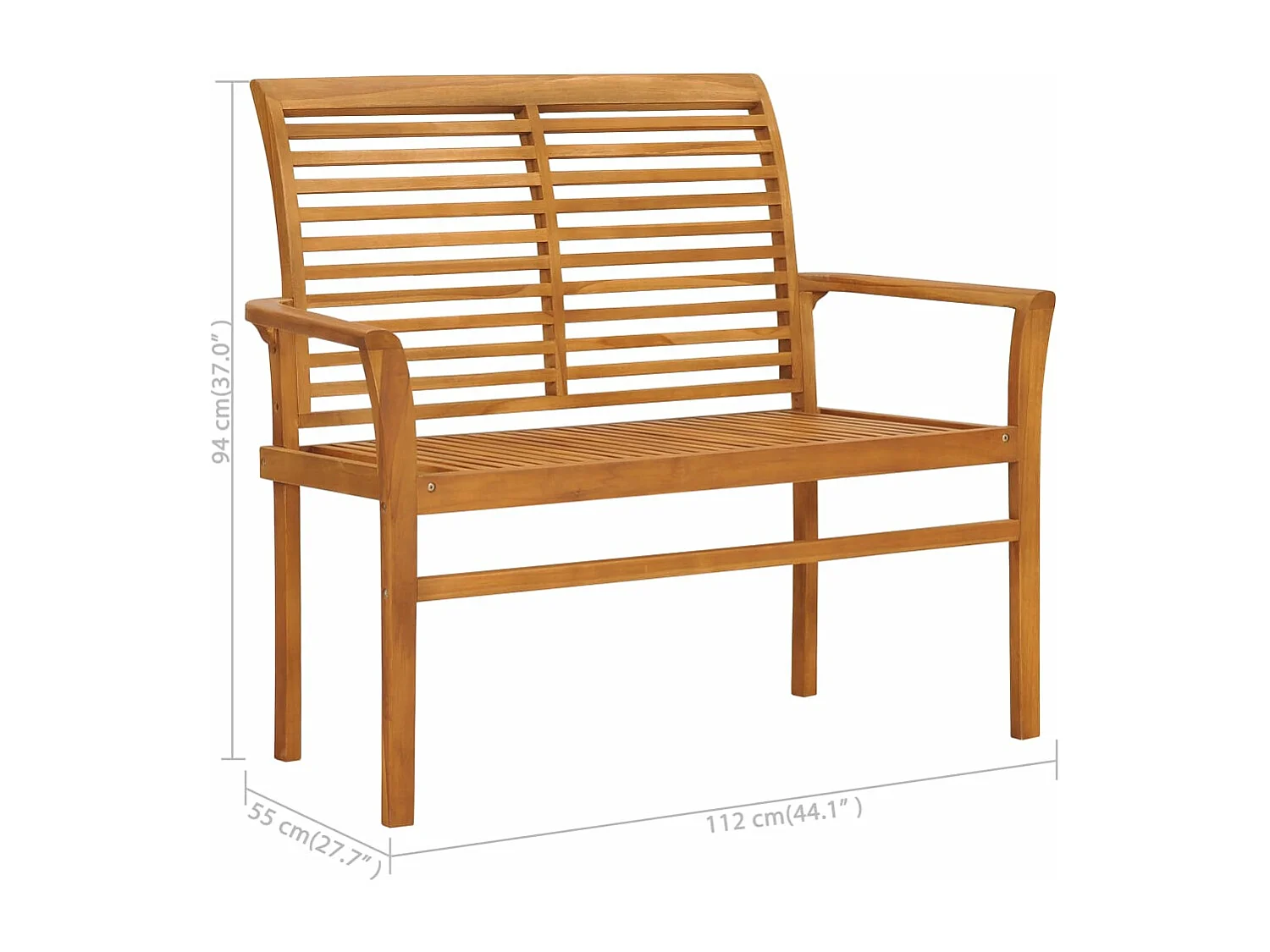 Banc de jardin avec coussin rouge 112 cm Bois de teck massif