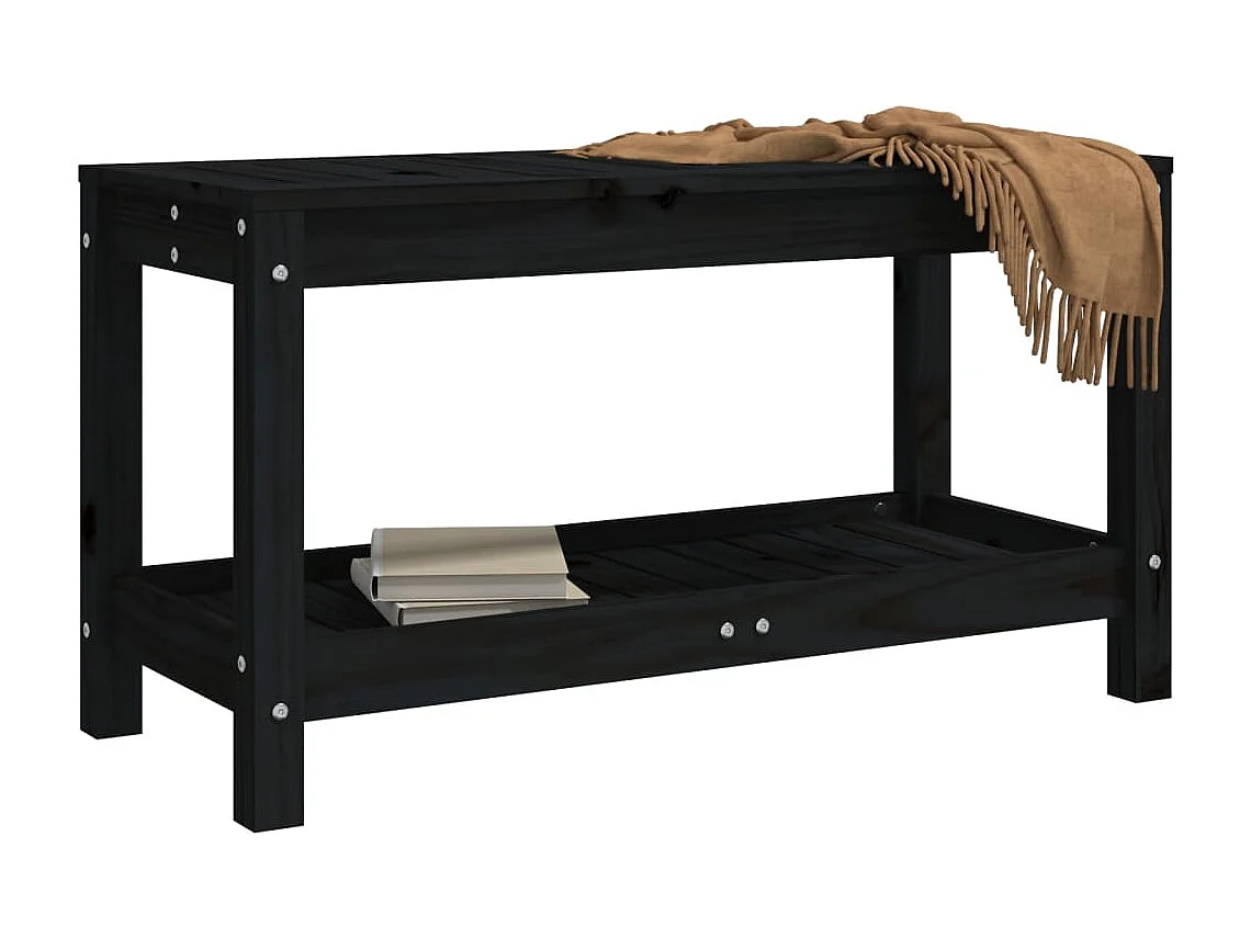 Banc de jardin noir 82,5x35x45 cm bois massif de pin