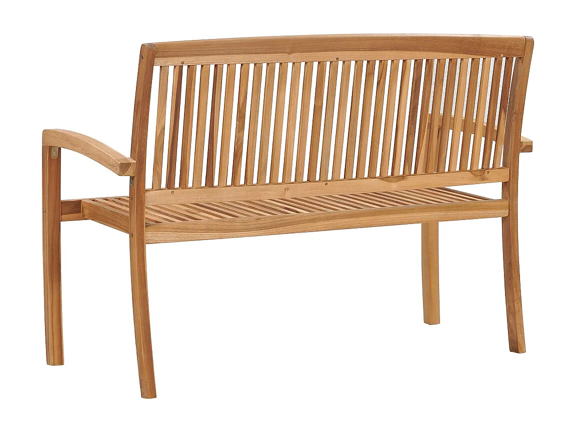 Banc de jardin empilable et coussin 128,5cm Bois de teck massif