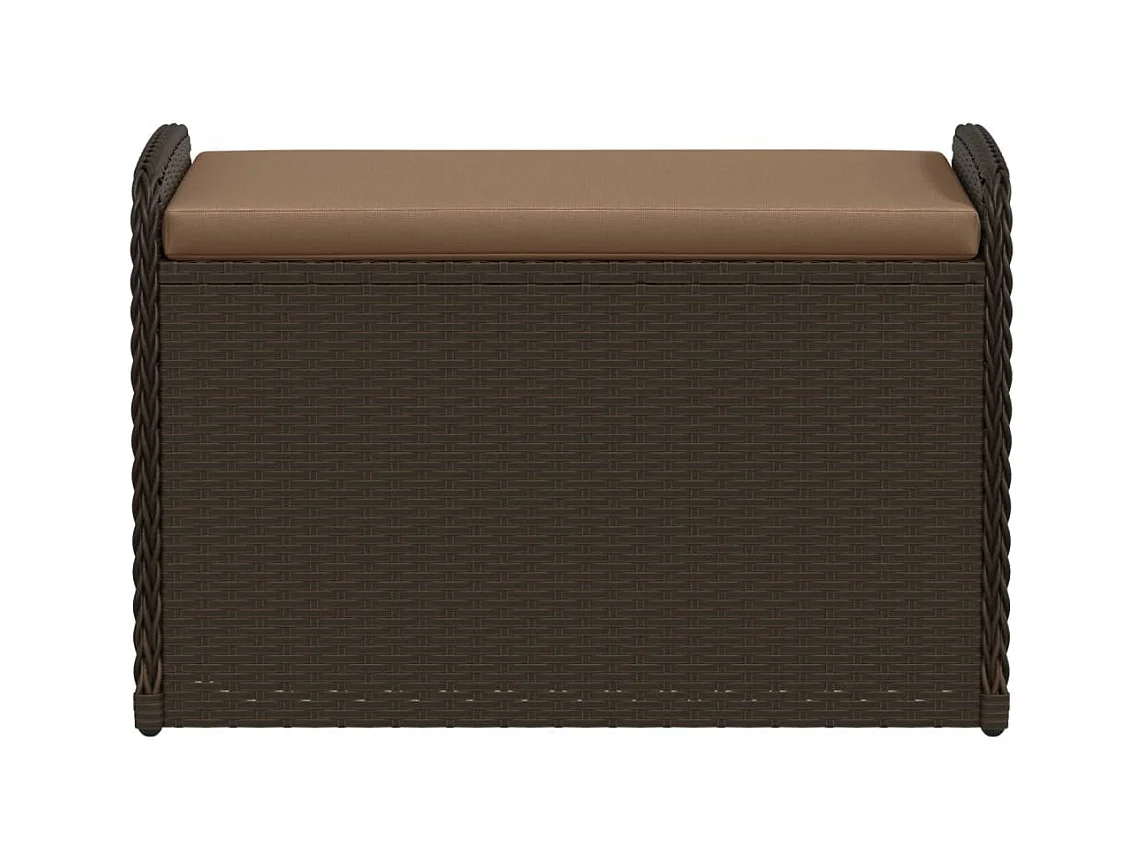 Banc de rangement et coussin marron 80x51x52 cm résine tressée