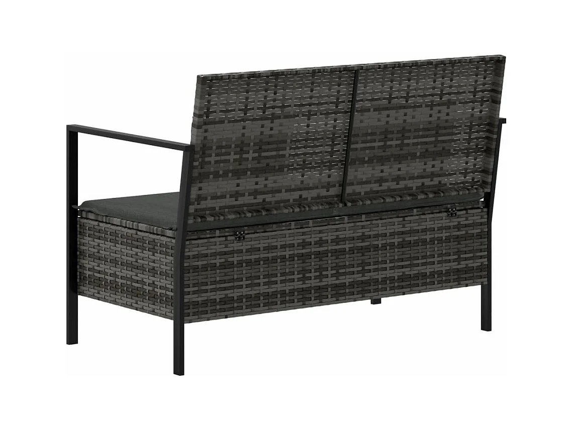 Banc de Jardin à 2 Places avec Coussins Gris Résine Tressée