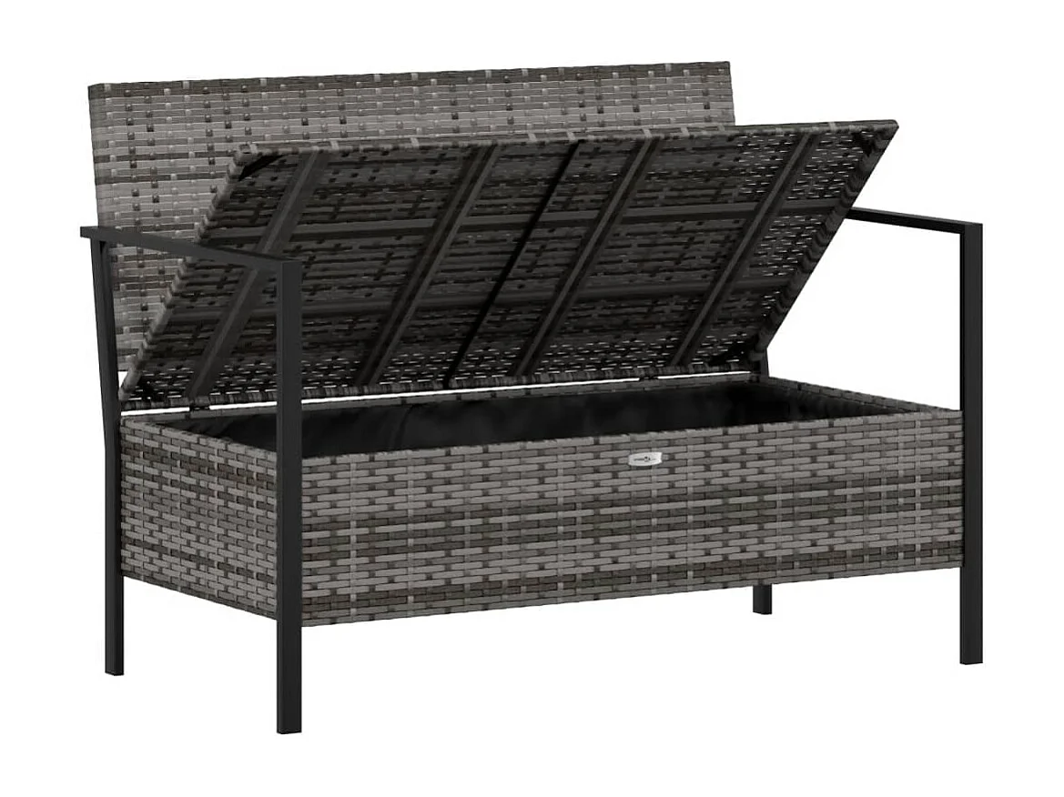 Banc de Jardin à 2 Places avec Coussins Gris Résine Tressée