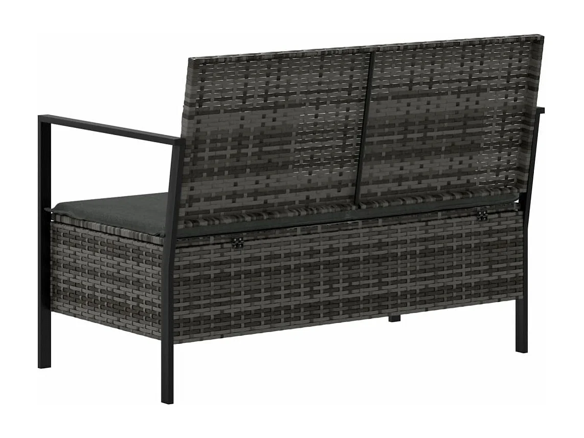 Tuinbank 2-zits met kussens poly rattan grijs