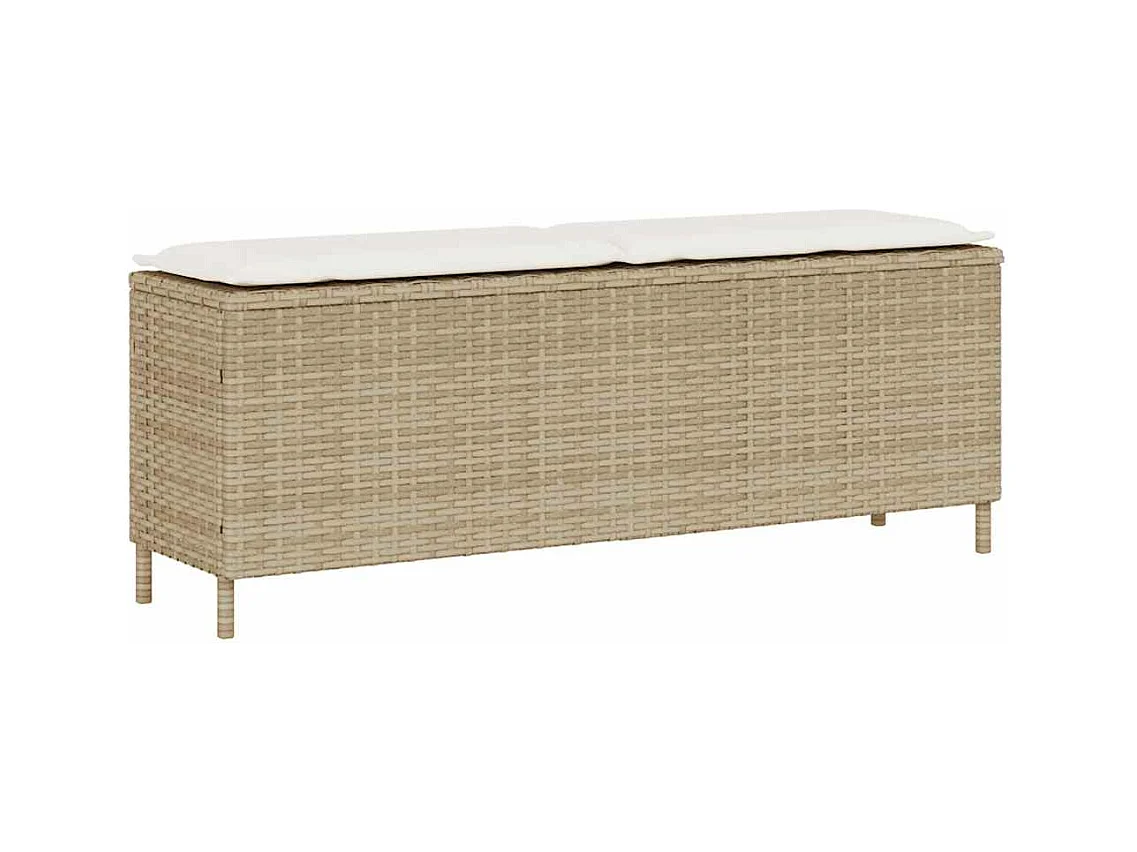 Banc de jardin avec coussin beige 110x30x40,5 cm résine tressée