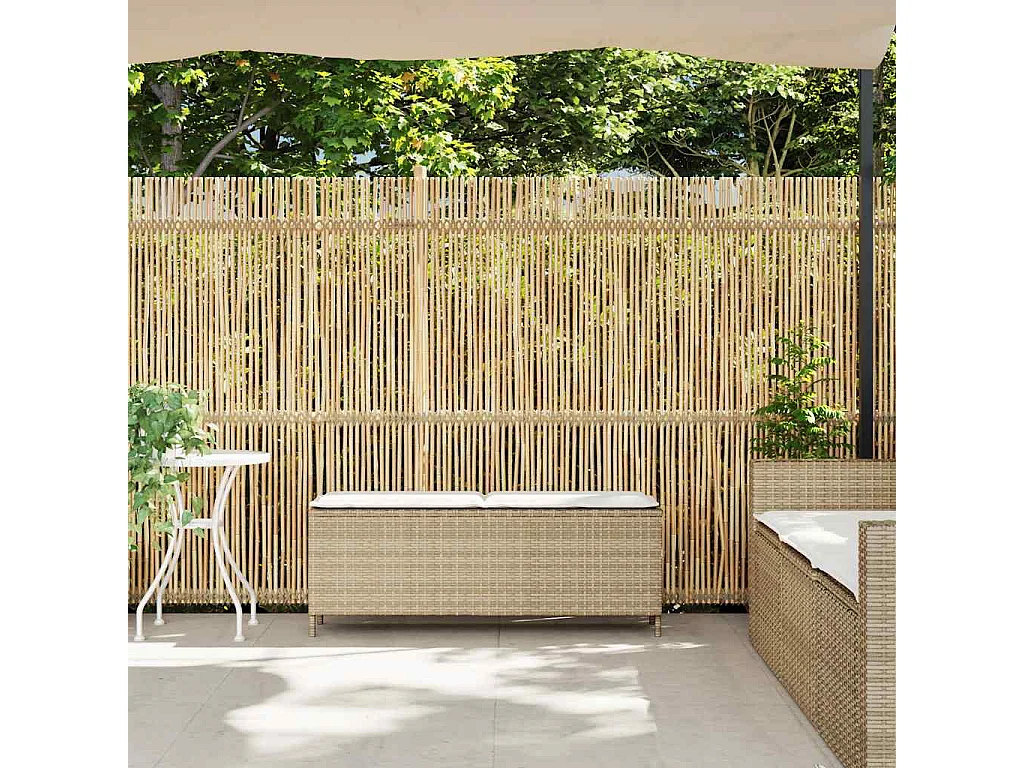 Banc de jardin avec coussin beige 110x30x40,5 cm résine tressée