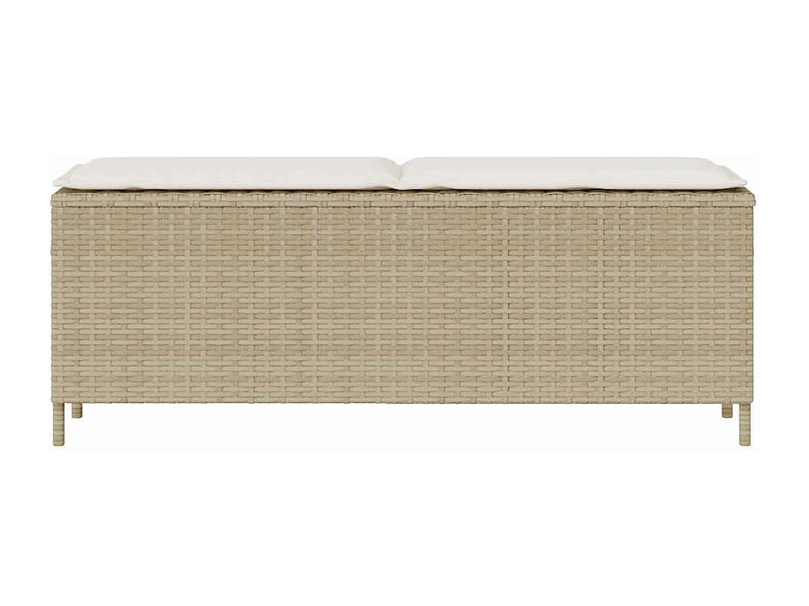 Banco de jardín con cojín beige110x30x40,5 cm ratán sintético