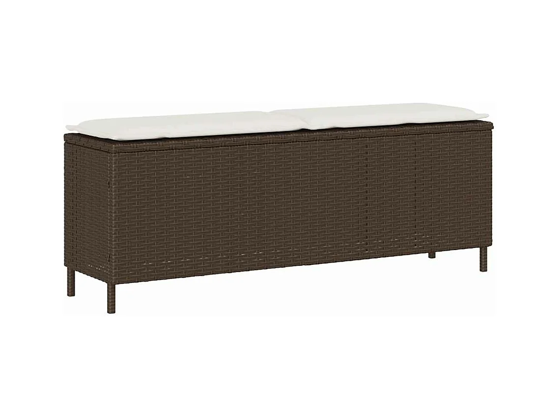 Banc de jardin avec coussin marron 110x30x40,5cm résine tressée