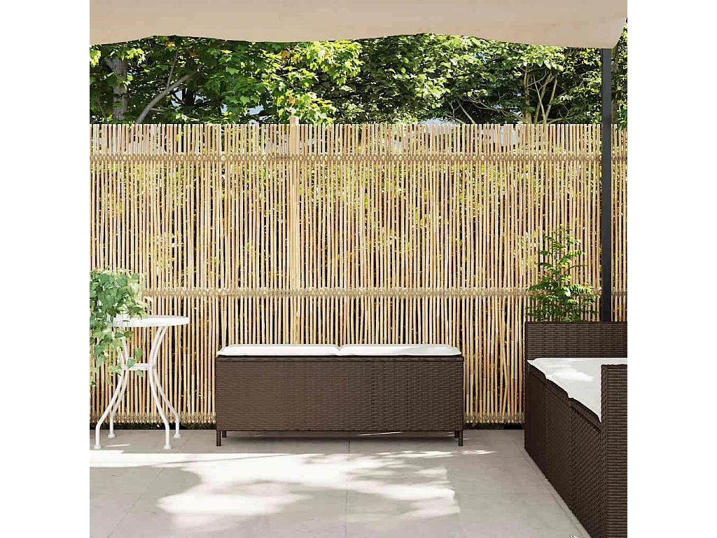 Banc de jardin avec coussin marron 110x30x40,5cm résine tressée