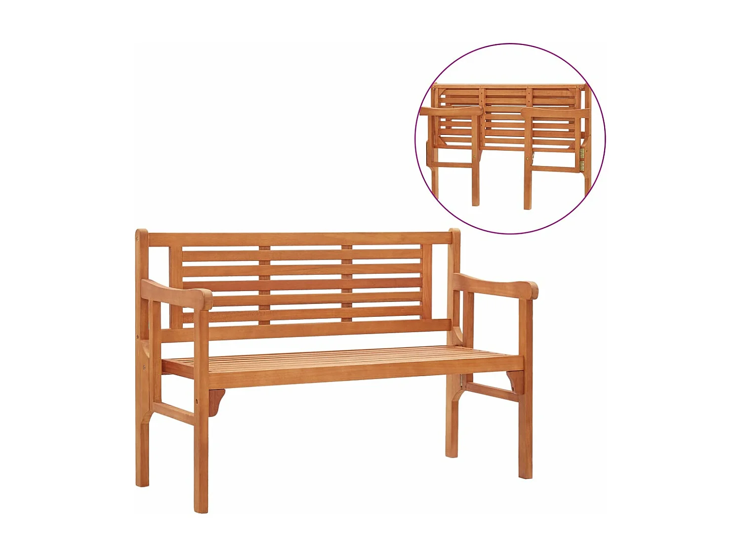 Banco de jardín plegable madera maciza de eucalipto 120 cm