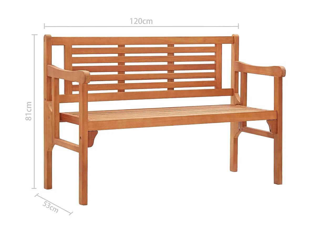 Banco de jardín plegable madera maciza de eucalipto 120 cm