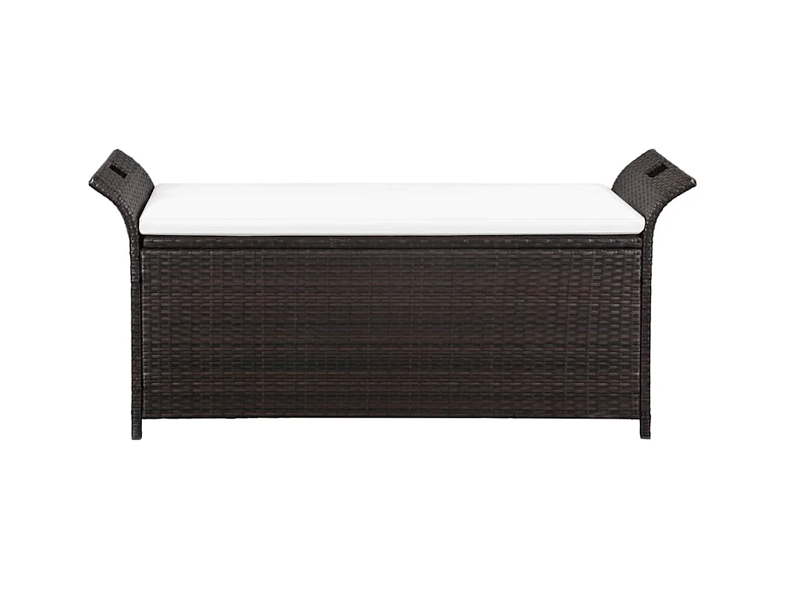 Banco de almacenaje con cojín 138 cm ratán sintético marrón
