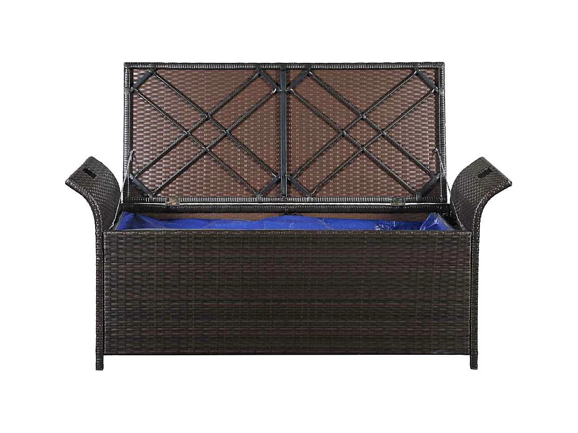 Banco de almacenaje con cojín 138 cm ratán sintético marrón