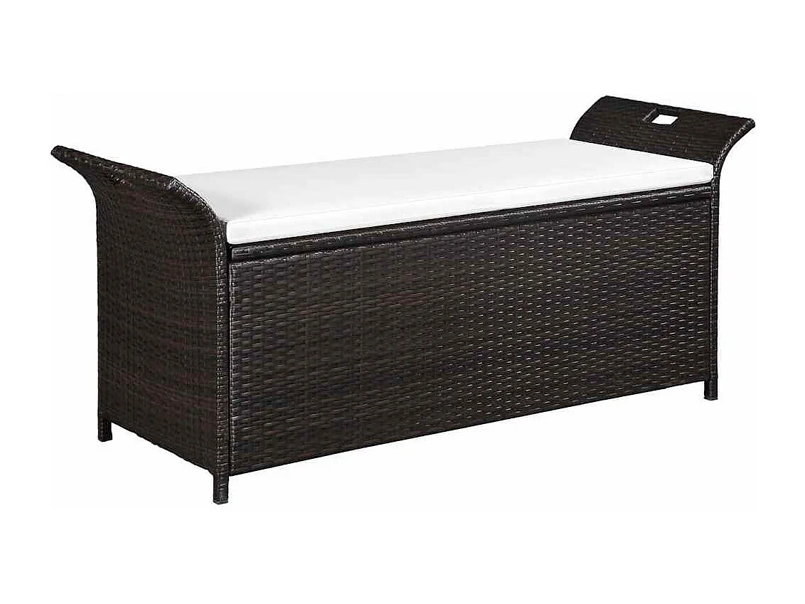 Banc de jardin avec coussin 138 cm Résine tressée Marron