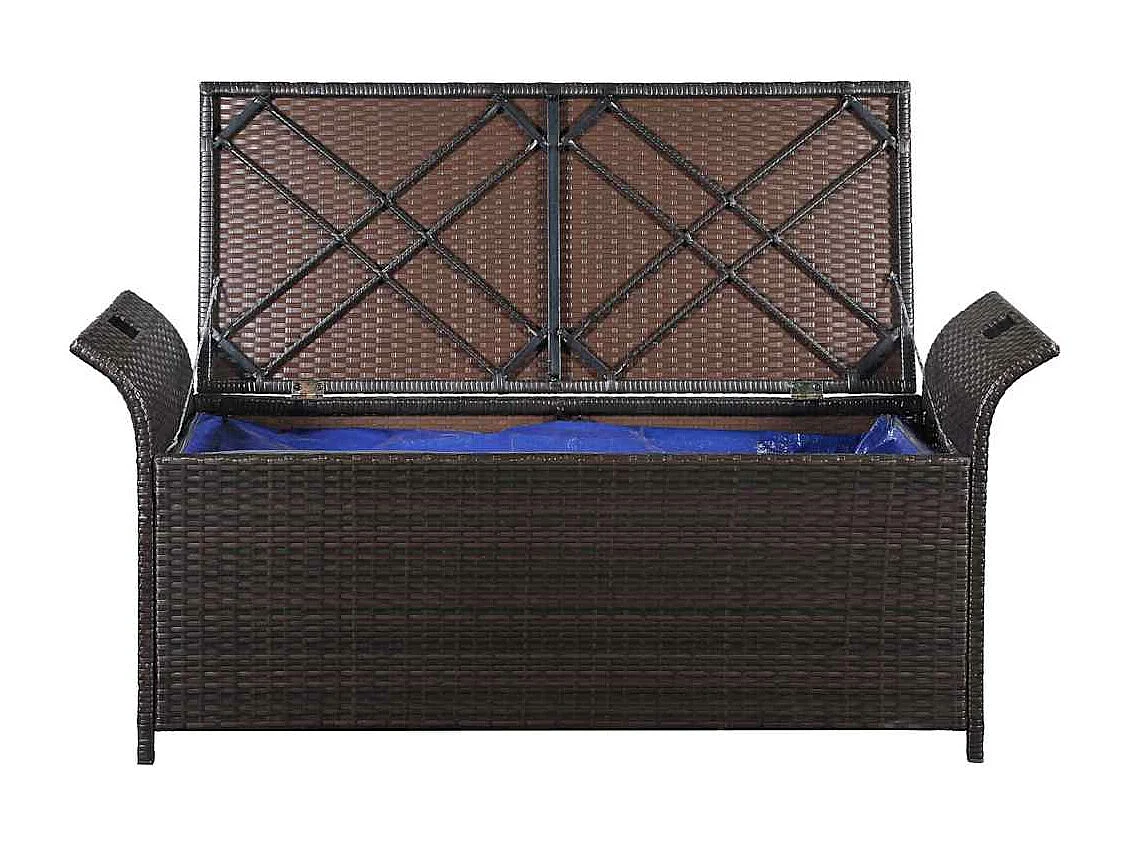 Banc de jardin avec coussin 138 cm Résine tressée Marron