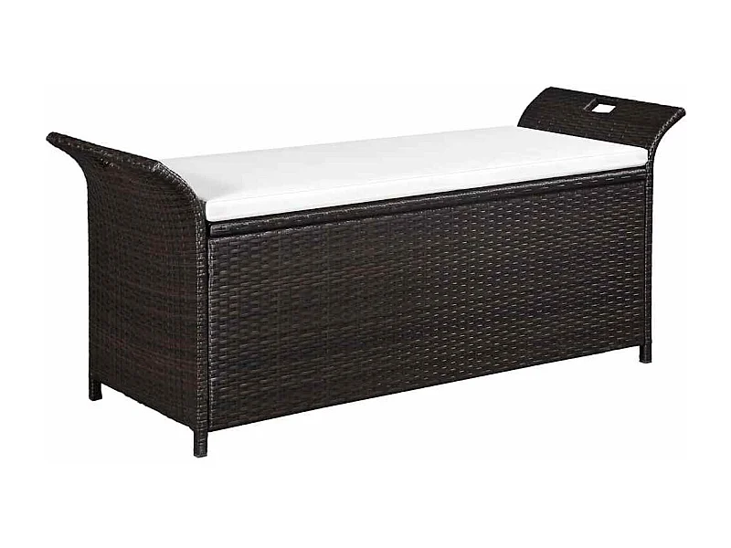 Banc de jardin avec coussin 138 cm Résine tressée Marron