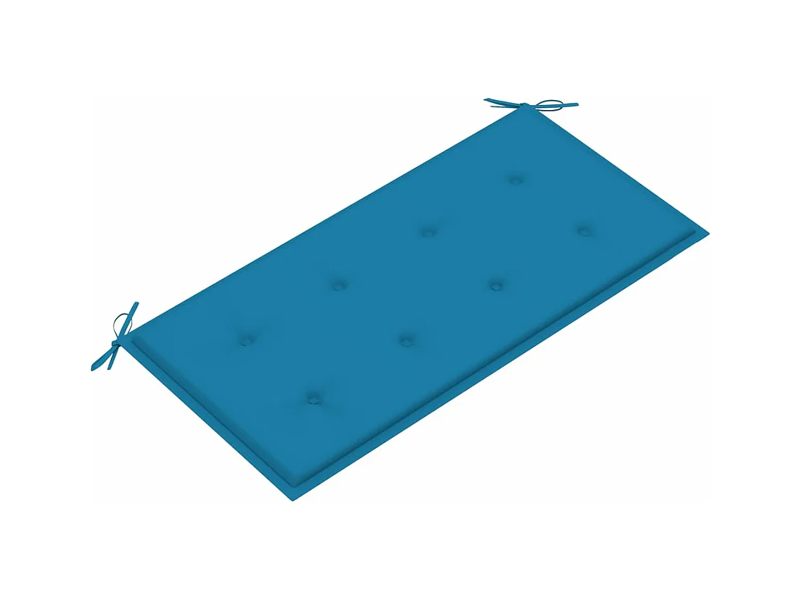 Banc de jardin avec coussin bleu 112 cm Bois de teck massif