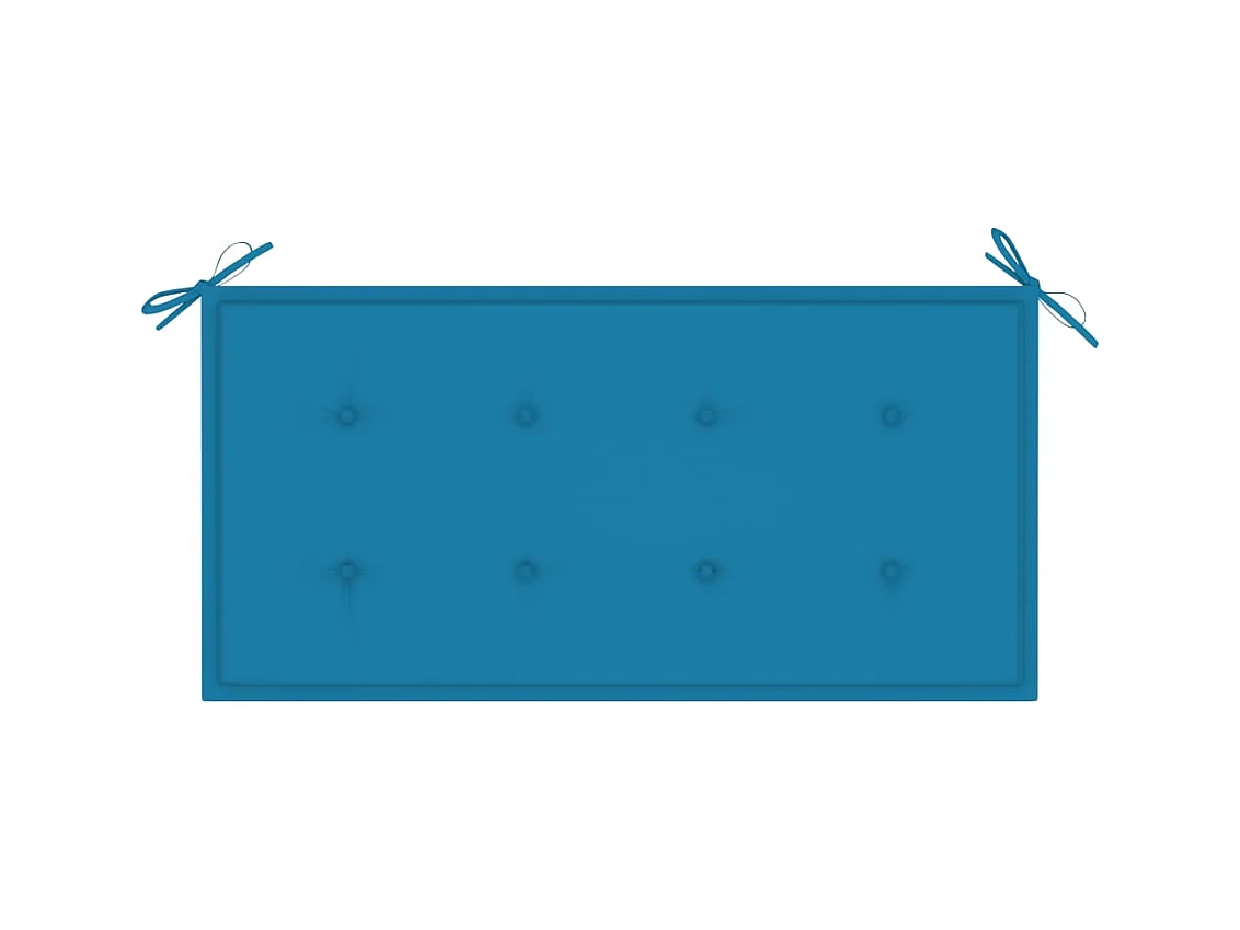 Banc de jardin avec coussin bleu 112 cm Bois de teck massif