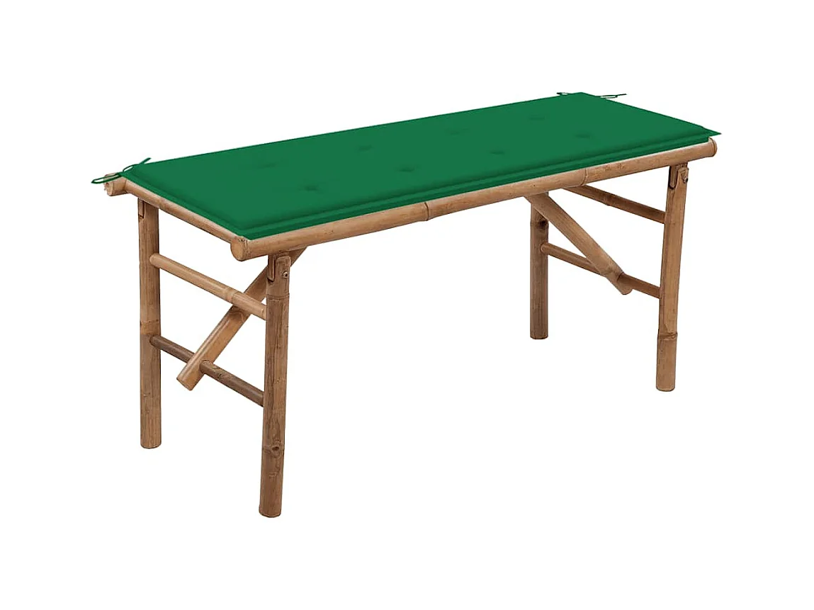 Banc de jardin pliable avec coussin 118 cm Bambou