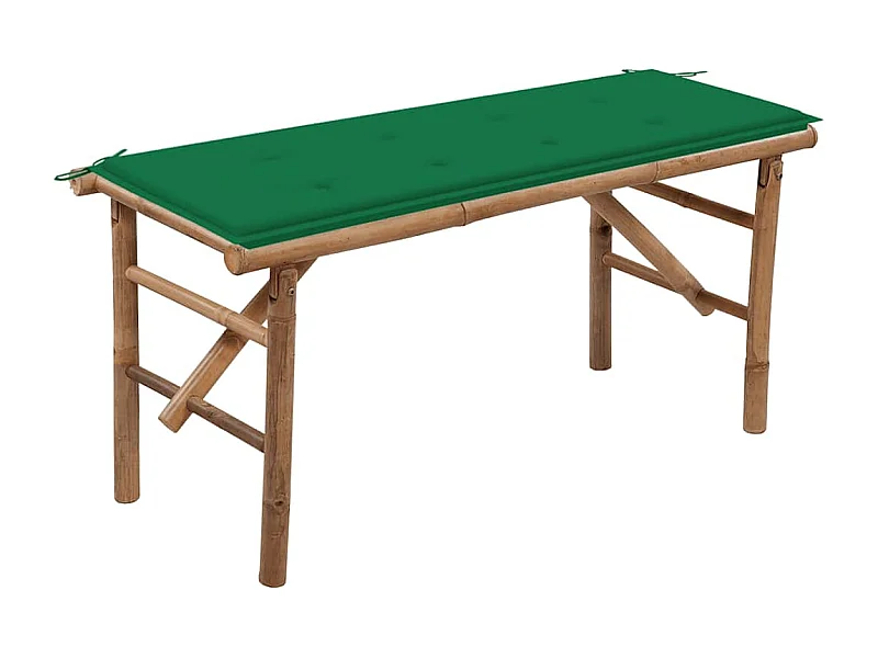 Banc de jardin pliable avec coussin 118 cm Bambou