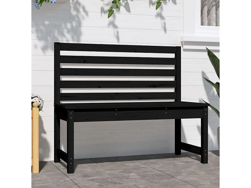 Banco de jardim 109 cm madeira de pinho maciça preto