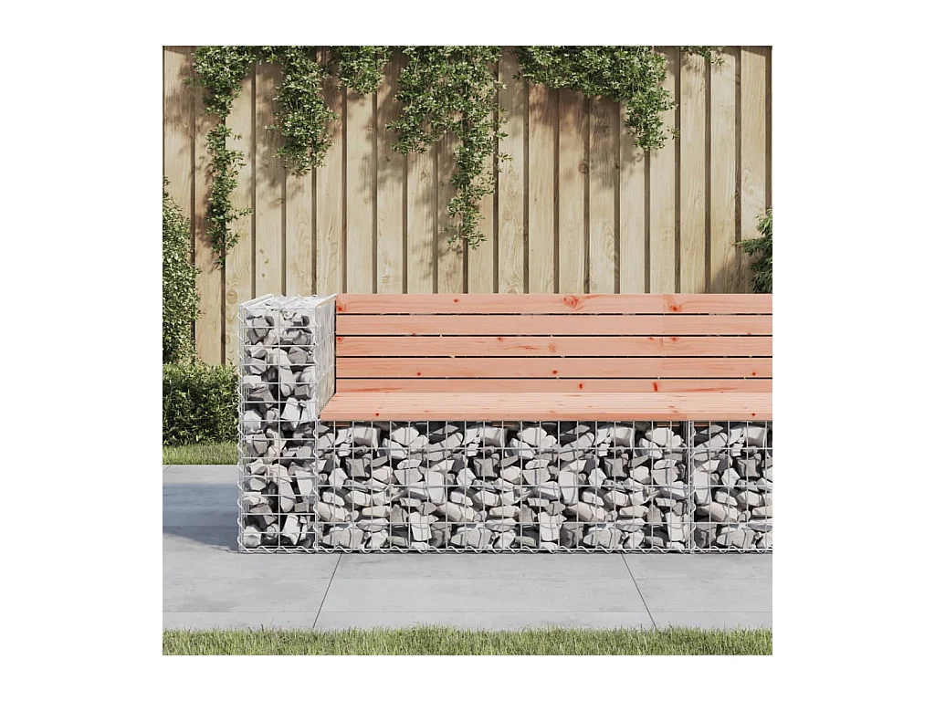 Banco jardín diseño gaviones madera abeto Douglas 122x71x65,5cm