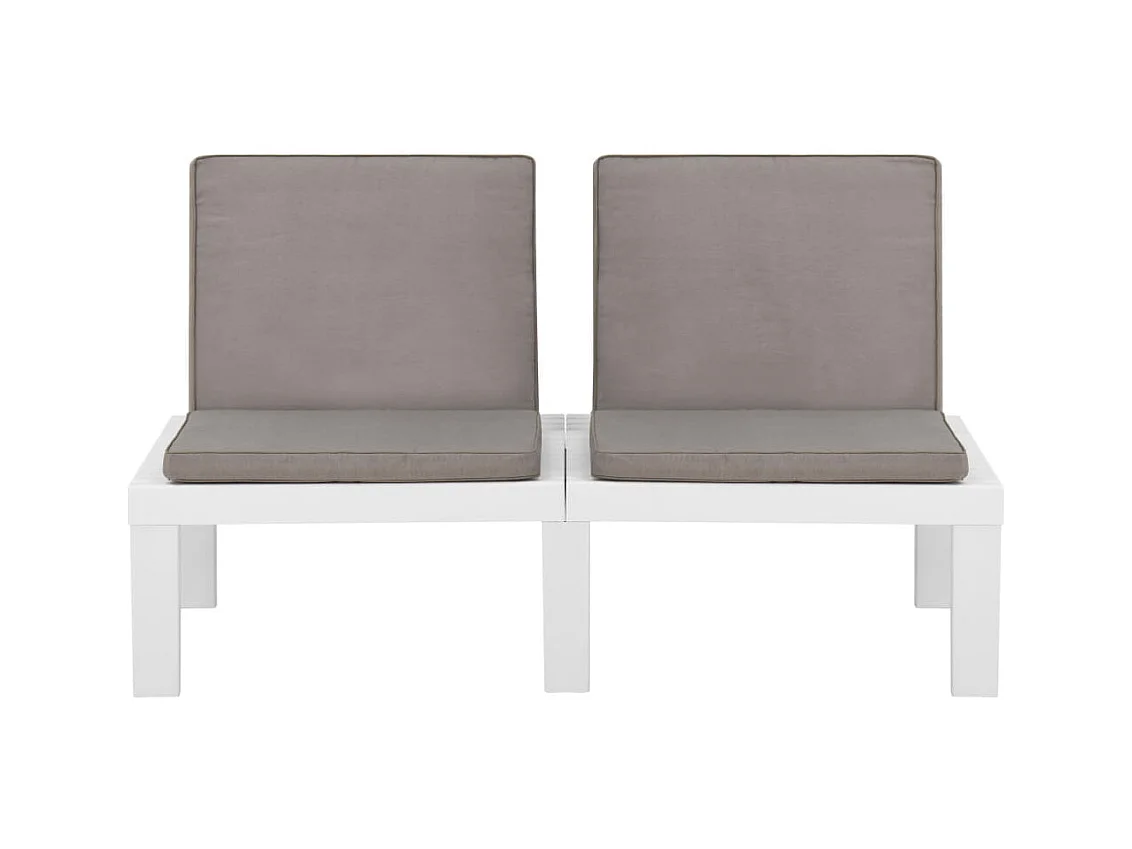 Banco lounge de jardim com almofadão plástico branco