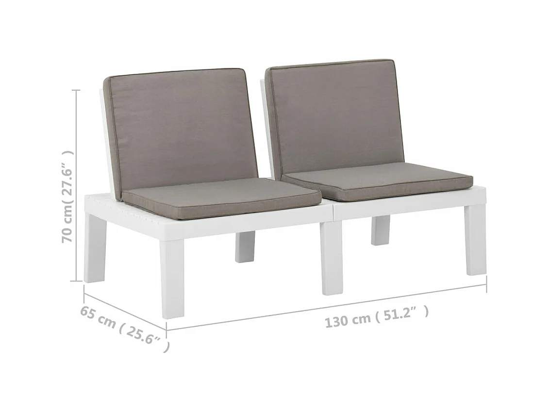 Banco lounge de jardim com almofadão plástico branco