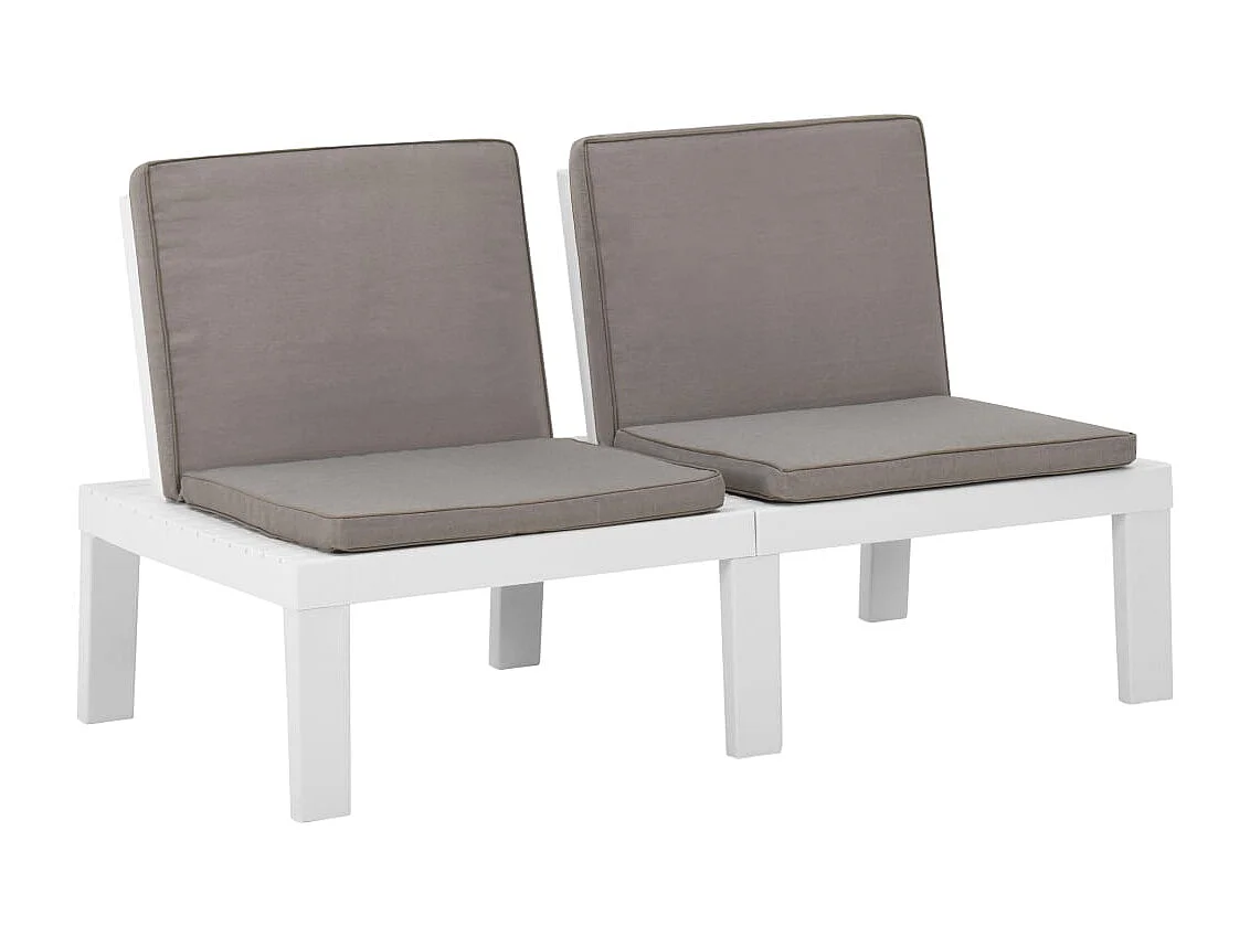 Banco lounge de jardim com almofadão plástico branco
