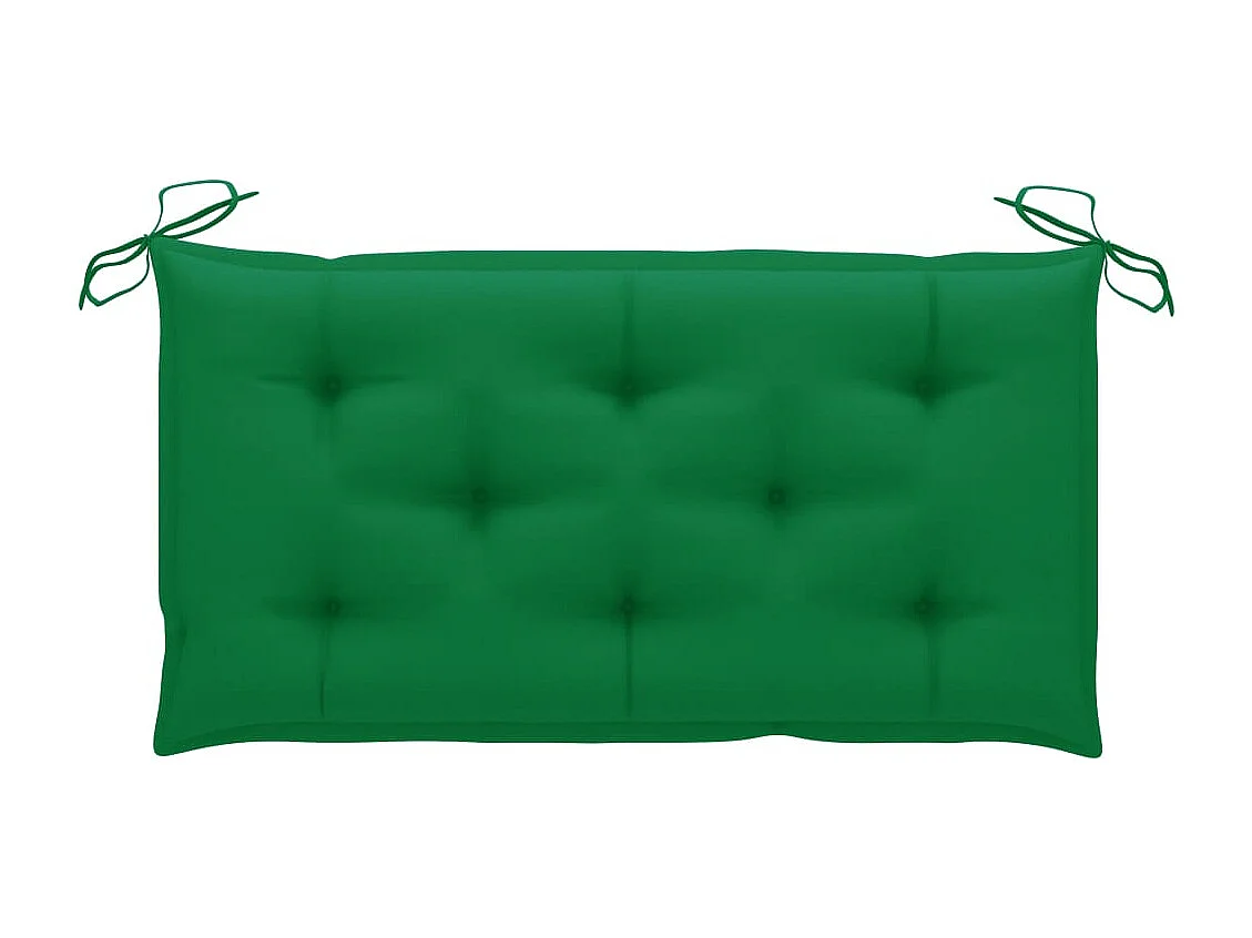 Banco de jardín madera maciza de teca con cojín verde 112 cm