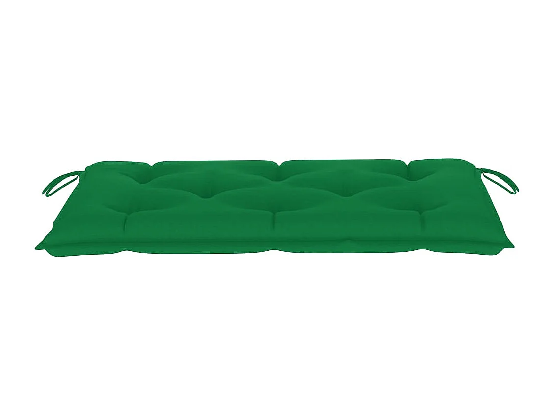 Banco de jardín madera maciza de teca con cojín verde 112 cm
