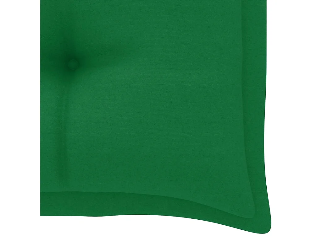 Banco de jardín madera maciza de teca con cojín verde 112 cm