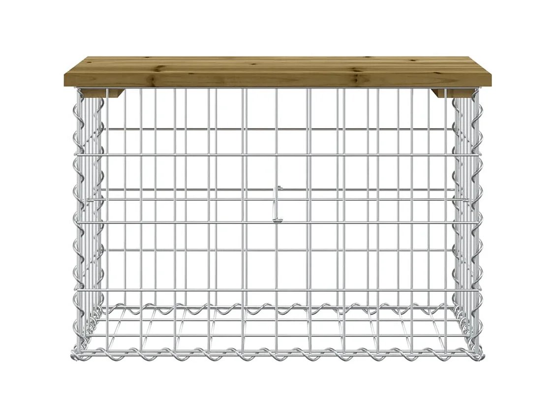 Banco jardín diseño gavión madera pino impregnada 63x31,5x42 cm