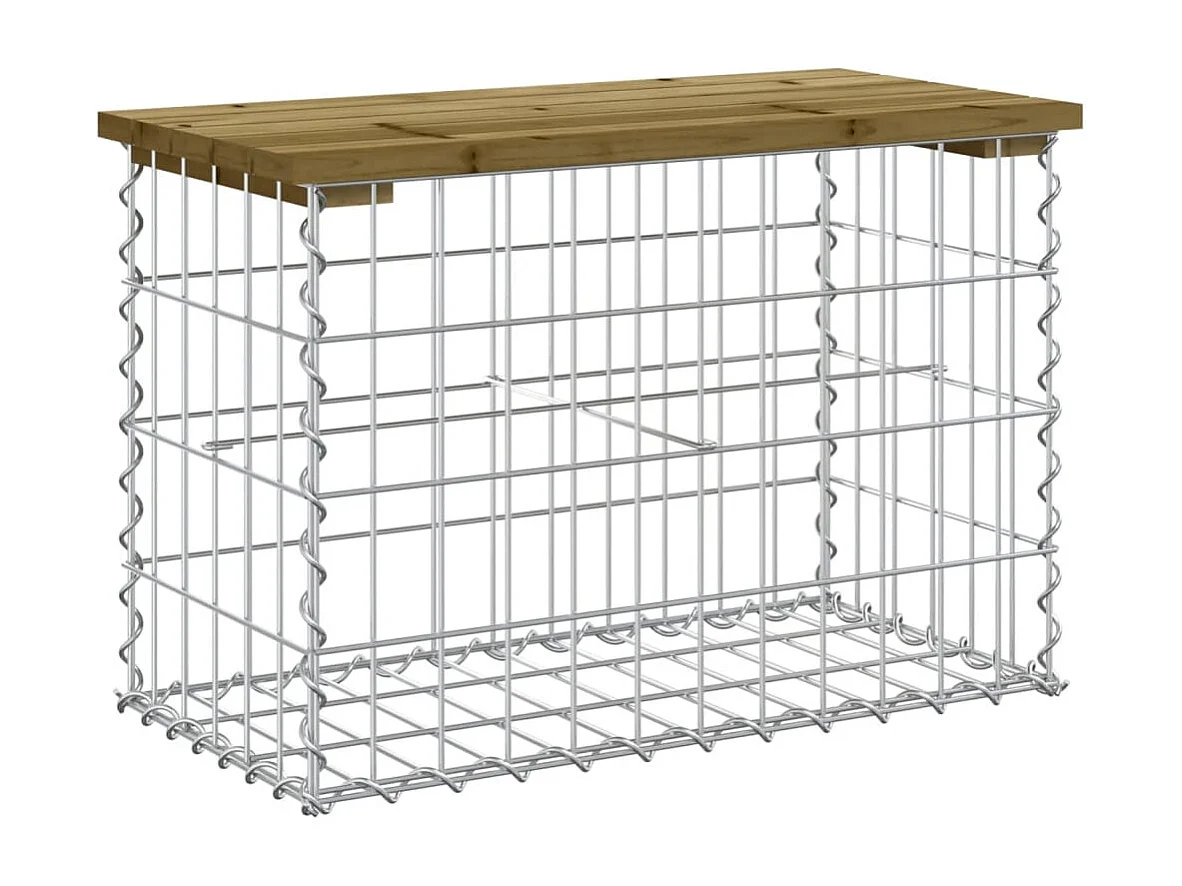 Banco de jardim com design gabião 63x31,5x42 cm pinho impregnado