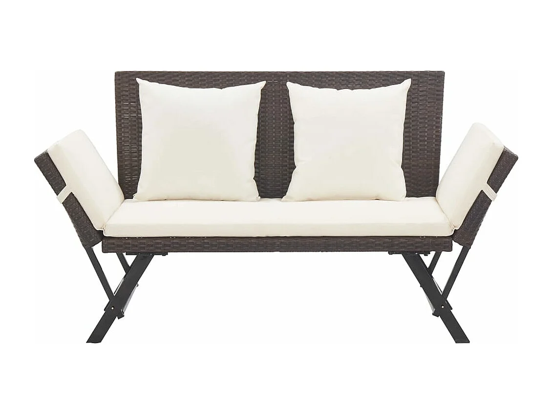 Banc de jardin avec coussins 176 cm Marron Résine tressée