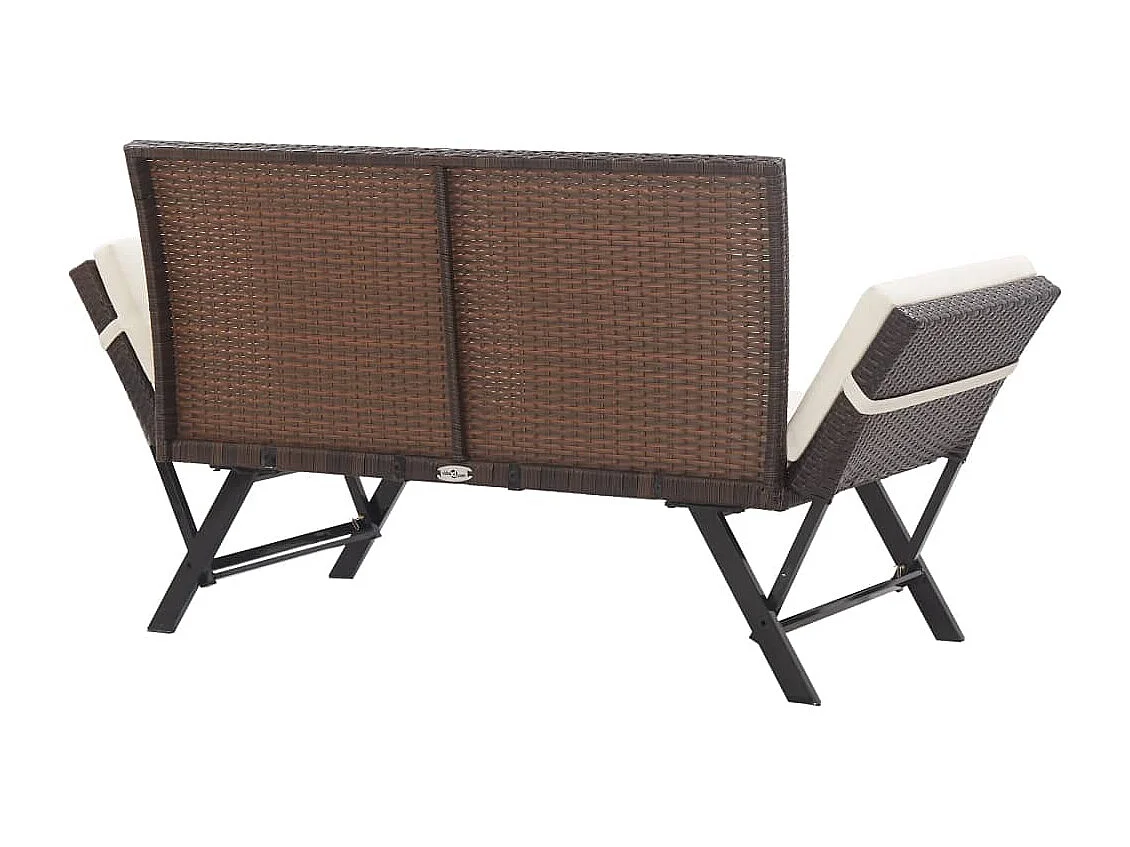 Banc de jardin avec coussins 176 cm Marron Résine tressée